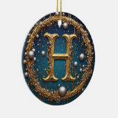 Golden Monogram Initial Letter H Keramisch Ornament (Rechts)