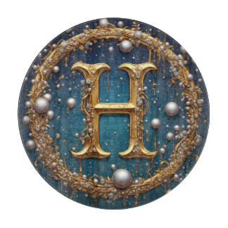 Golden Monogram Initial Letter H Snijplank