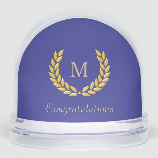 Golden Monogram & Laurel Wreath on Deep Blue (Avant)