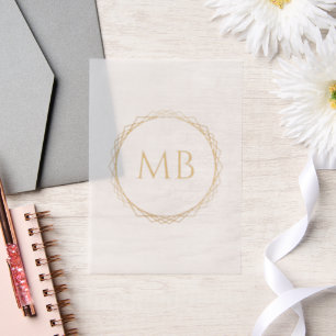 Golden Monogram paar Initialen bruiloft Vellum Uitnodigingen