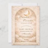 Golden Moon And Stars Baby Shower Kaart (Voorkant)