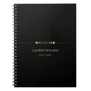 Golden Moon Phases Yoga Studio Visitekaartje Notitieboek