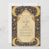 Golden Moonlit Baroque Wedding Kaart (Voorkant)