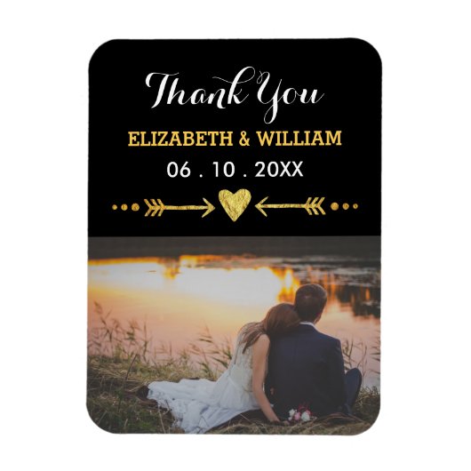 Golden Motif Mariage Magnet Favoriser Merci photo (Vertical)