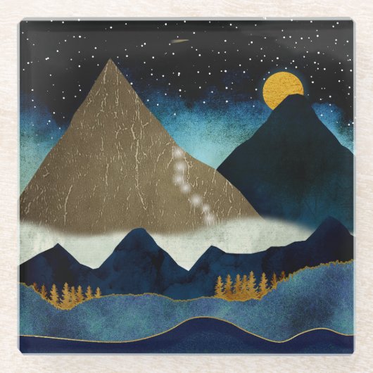 Golden Mountain Glazen Onderzetter (Voorkant)