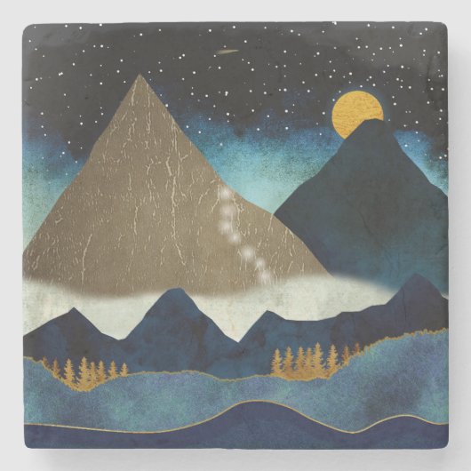 Golden Mountain Stenen Onderzetter (Voorkant)