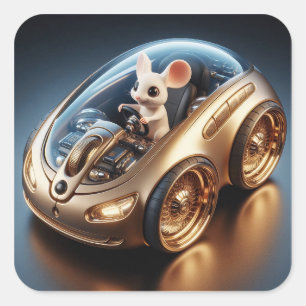 Golden Mouse-Mobile: de missie van een kleine muis Vierkante Sticker