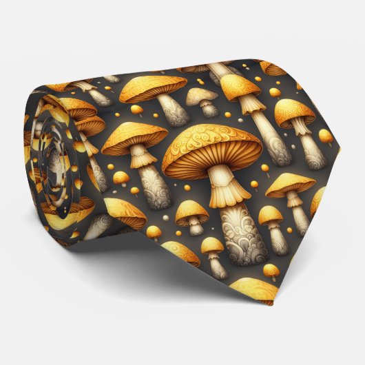 Golden Mushrooms Stropdas (Opgerold)