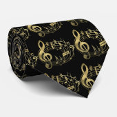 Golden Musical Notes in Oval Shape Stropdas (Opgerold)