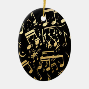 Golden musical notes op zwarte achtergrond keramisch ornament