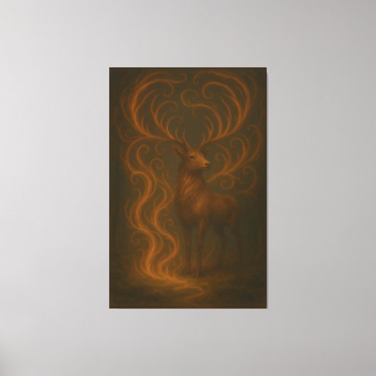 Golden Mystic Deer – Fine Art Collection Canvas Afdruk (Voorkant)