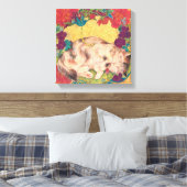  Golden Nap: Feline Serenity in Bloom Canvas Afdruk (Insitu (Slaapkamer))