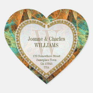 Golden Natuur Groene Oranje Monogrammen Stickers