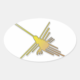 Golden Nazca Lines Hummingbird Ovale Sticker