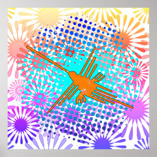 Golden Nazca Lines Hummingbird Poster