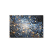 Golden Nebula Sparkles Midnight Blue Cosmos