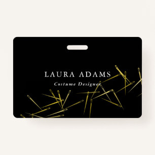 Golden Needles Elegant Mode Designer Naam Badge