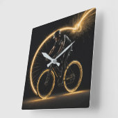 Golden Neon Fiets Vierkante Klok (Hoek)