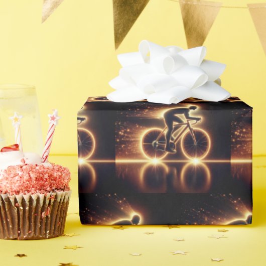 Golden Neon Fietser Cadeaupapier (Verjaardagsfeest)