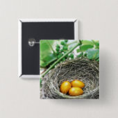 Golden Nest Eggs Vierkante Button 5,1 Cm (Voorkant /achterkant)