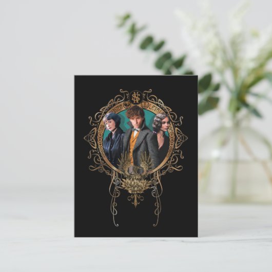 Golden Newt, Tina en Leta Art Deco Portrait Briefkaart (Staand voorkant)
