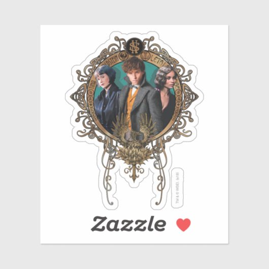 Golden Newt, Tina en Leta Art Deco Portrait Sticker (Vel)