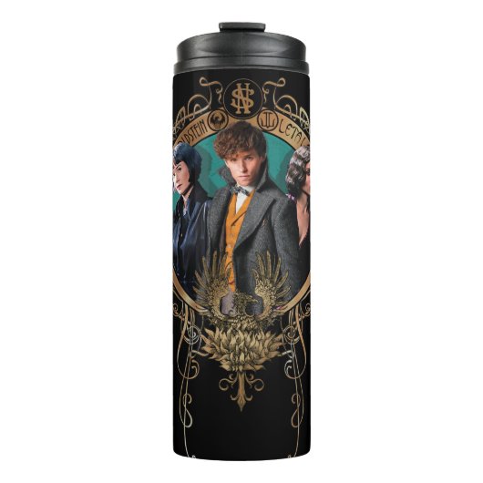 Golden Newt, Tina en Leta Art Deco Portrait Thermosbeker (Voorkant)