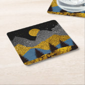 Golden Night Vierkante Kartonnen Onderzetter (Schuin)