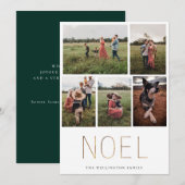 Golden NOEL Modern Photo Collage Carte de vacances (Devant / Derrière)