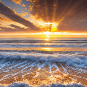 Golden Ocean Sunrise Clock Grote Klok