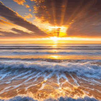 Golden Ocean Sunrise Clock Grote Klok