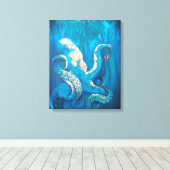 Golden Octopus Canvas Afdruk (Insitu (Houten vloer))