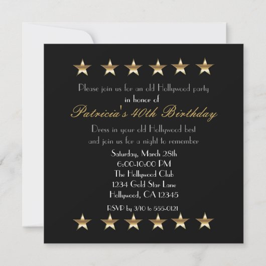 Golden Old Hollywood Typographie Retro Invitation (Dos)