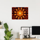 Golden Om Fractal mandala Poster (Thuiskantoor)