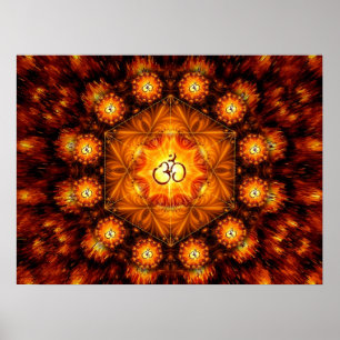 Golden Om Fractal mandala Poster