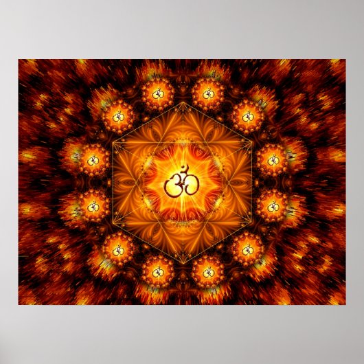 Golden Om Fractal mandala Poster (Voorkant)