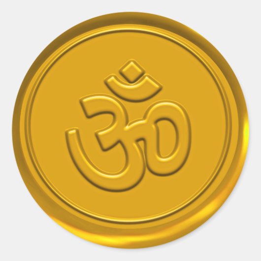 Golden Om Wax Seal Ronde Sticker (Voorkant)