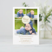 Golden One Year Old Birthday Baby Drie Foto's (Staand voorkant)