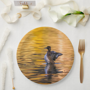 Golden oog op een gouden meer papieren bordje