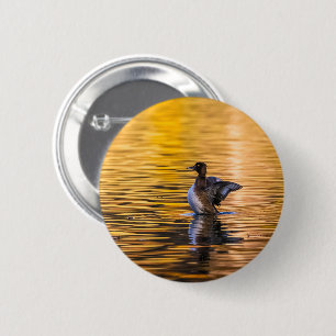 Golden oog op een gouden meer ronde button 5,7 cm