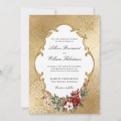 Golden Opulence Kerstmis Bloemen Huwelijk Kaart (Voorkant)