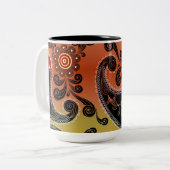 Golden Orange Paisley Motif café Mug (Devant gauche)