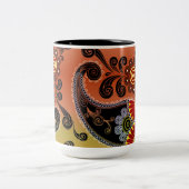 Golden Orange Paisley Motif café Mug (Centre)