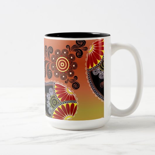 Golden Orange Paisley Motif café Mug (Droit)