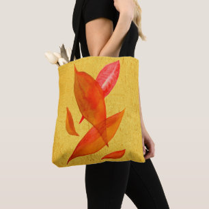 Golden Oranje Autumn Herfst leaf moderne kunst Draagtas