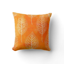 Golden Oranje Leaf Pattern Pillow