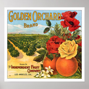 Golden Orchard Los Angeles Fruit Crate Label Poster