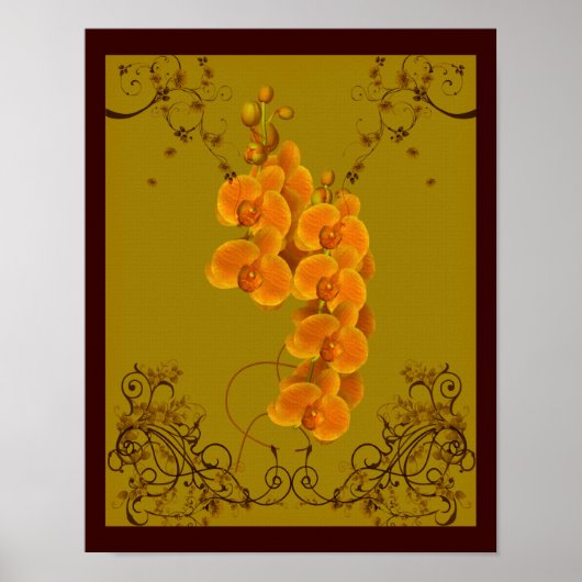 Golden Orchids Floral Art Poster (Voorkant)