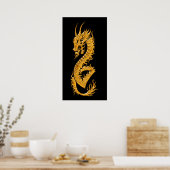 Golden oriental dragon 02 (rechts) poster (Keuken)