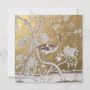 Golden Oriental Tea Garden met subtiele pauw Kaart